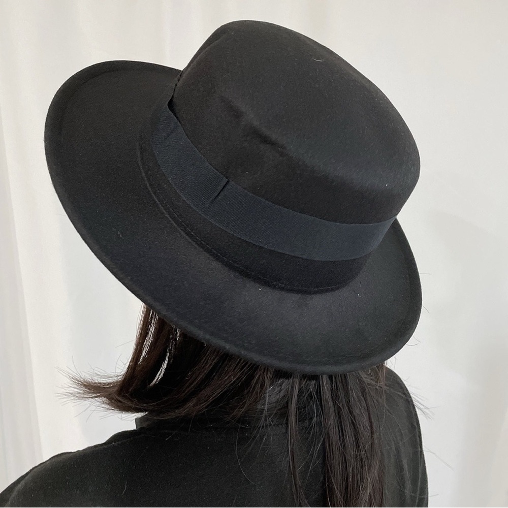 BOW Vintage Wide Brim Felt Wool Boater Hat Bowler Hats Floppy Cloche Fedora Cap